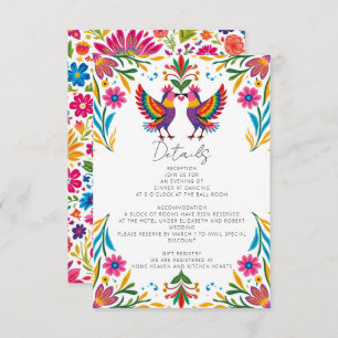Vibrant Mexican Otomi Birds Floral Fiesta Wedding Enclosure Card
