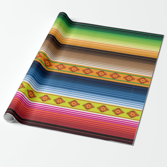 Vibrant Mexican Rug Wrapping Paper (Unrolled)