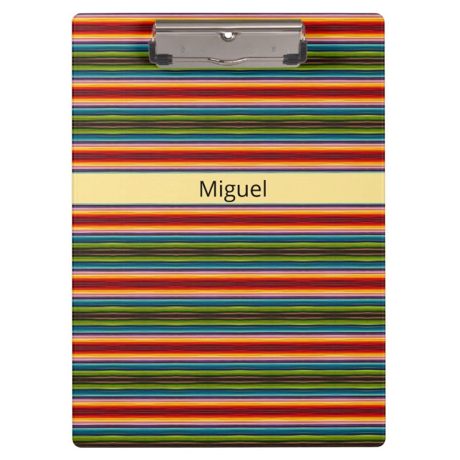 Vibrant Mexican Serape Colorful Stripes Clipboard (Front)