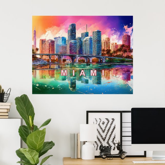 Vibrant Miami Abstract Art Poster  (Home Office)