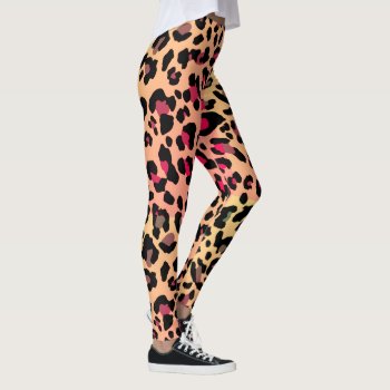 Vibrant Miami Style Leopard Print Pattern Leggings by OniTees at Zazzle