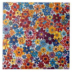 Vibrant Millefiori Elegant Pattern Ceramic Tile