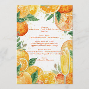 Vibrant Mimosa Brunch Menu – Watercolor Citrus Invitation