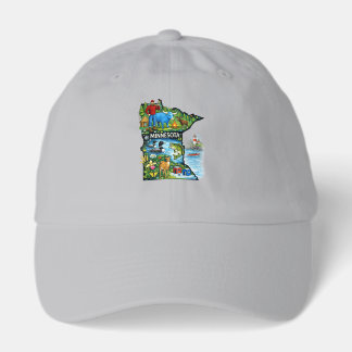 Vibrant Minnesota State Map-Paul Bunyan/Northwoods Hat