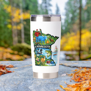 Vibrant Minnesota State Map-Paul Bunyan/Northwoods Insulated Tumbler