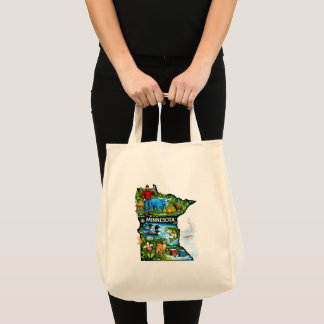 Vibrant Minnesota State Map-Paul Bunyan/Northwoods Tote Bag