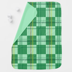 Vibrant Mint Green Yellow Plaid Aesthetic Baby Blanket