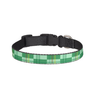 Vibrant Mint Yellow Plaid Aesthetic Pet Collar