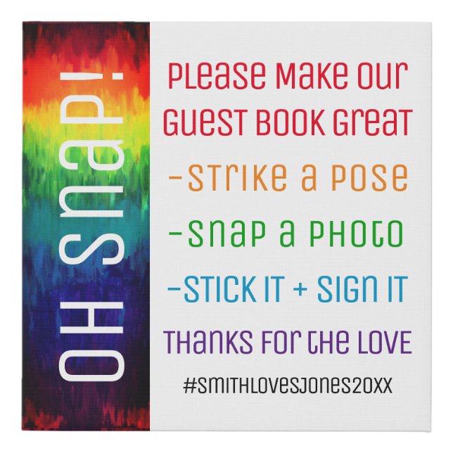 Vibrant Modern Abstract Rainbow Photo Booth Sign (Front)