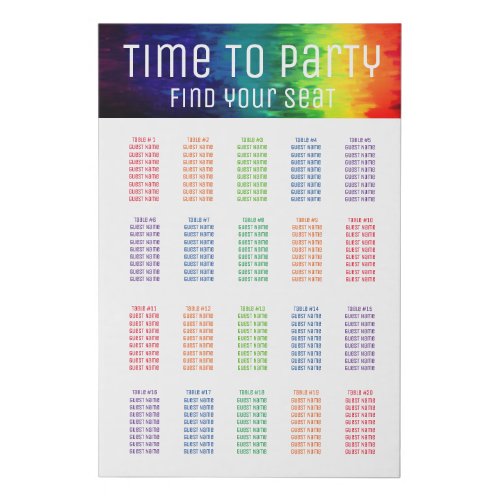 Vibrant Modern Abstract Rainbow Seating Chart Faux Canvas Print