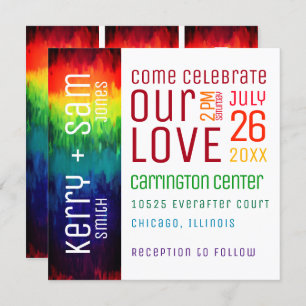 Vibrant Modern Abstract Rainbow Wedding Invitation