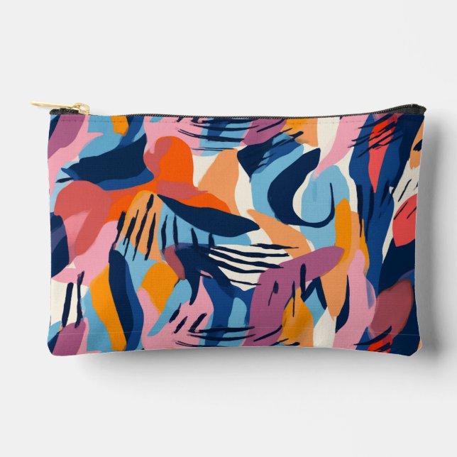 Vibrant Modern Abstract Shapes Pattern Accessory Pouch (Front)