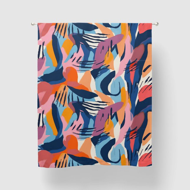 Vibrant Modern Abstract Shapes Pattern Curtain (Front)