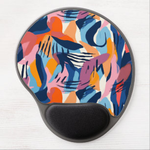 Vibrant Modern Abstract Shapes Pattern Gel Mouse Pad