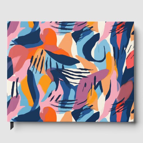 Vibrant Modern Abstract Shapes Pattern Guest Book