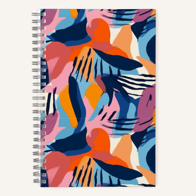Vibrant Modern Abstract Shapes Pattern Notebook (Front)