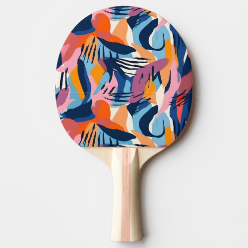 Vibrant Modern Abstract Shapes Pattern Ping Pong Paddle