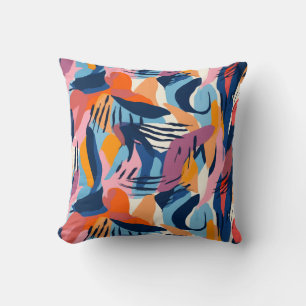 Vibrant Modern Abstract Shapes Pattern Throw Pillow