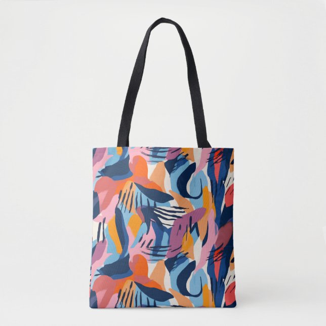 Vibrant Modern Abstract Shapes Pattern Tote Bag (Front)