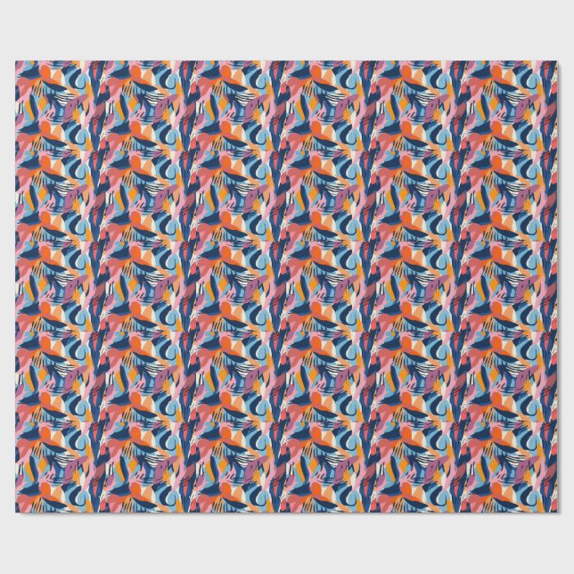 Vibrant Modern Abstract Shapes Pattern Wrapping Paper (Flat)