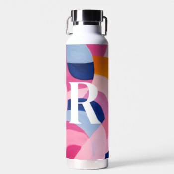Vibrant Modern Art Monogram Water Bottle by spinsugar at Zazzle