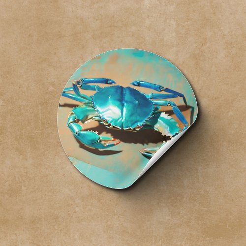 Vibrantmodern  blue  crab classic round sticker