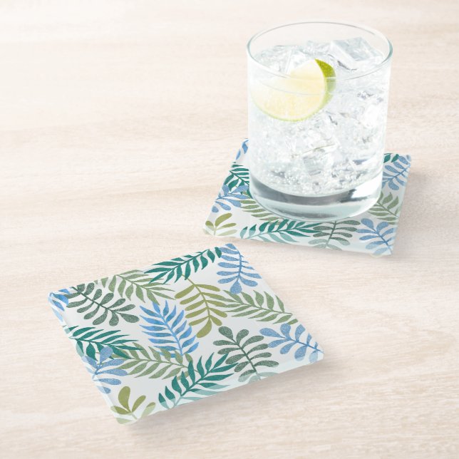 Vibrant Modern Botanical Pattern Coaster (Angled)