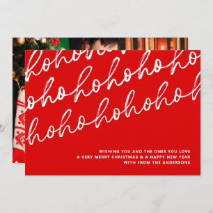Vibrant Modern Christmas Ho Ho Ho Photo Holiday Card