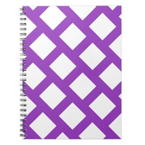 Vibrant Modern Deep Lilac  White Rhombus Pattern Notebook