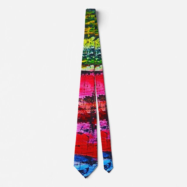 Vibrant modern fine art abstract multi coloured neck tie (Front)