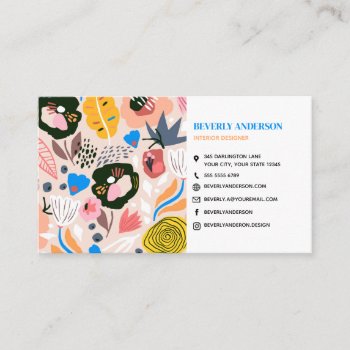 Vibrant Modern Floral Business Card by spinsugar at Zazzle