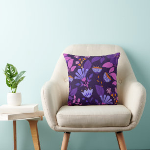 Vibrant Modern Floral Design Throw Pillow