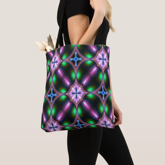 Vibrant Modern Geometric Abstract Tote Bag (Close Up)