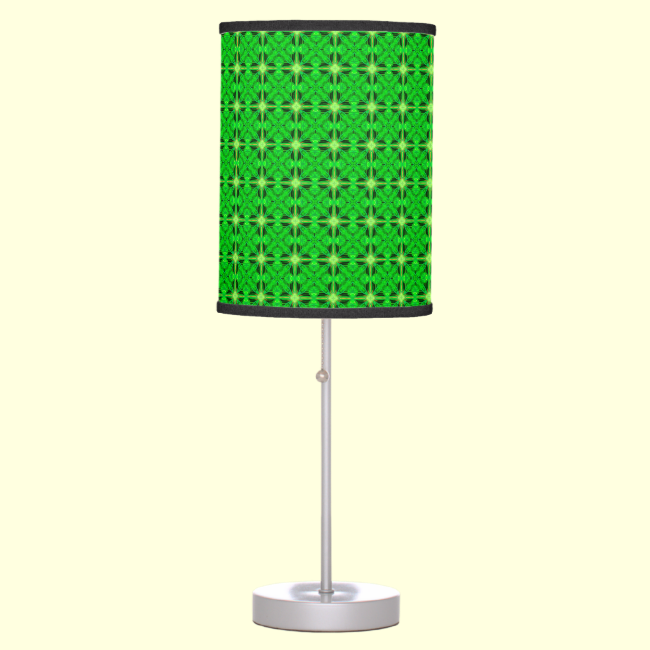 Vibrant Modern Lime Glowing Green Lattice Table Lamp