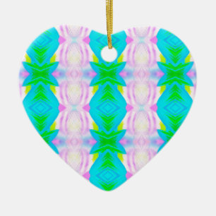 Vibrant Modern Pastels Abstract linear Pattern Ceramic Ornament