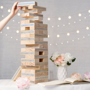Vibrant Modern Pattern with Bold Color Shapes Topple Tower