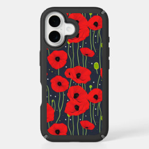 Vibrant Modern Red Poppies Pattern Art iPhone 16 Case