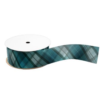 Vibrant & Modern Teal Plaid Pattern Grosgrain Ribbon by PatternswithPassion at Zazzle