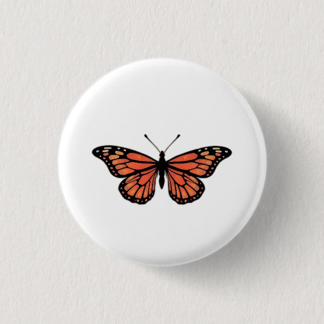 Vibrant Monarch Butterfly Illustration on Light Ba Button (Front)