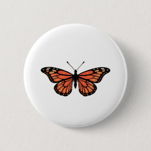 Vibrant Monarch Butterfly Illustration on Light Ba Button