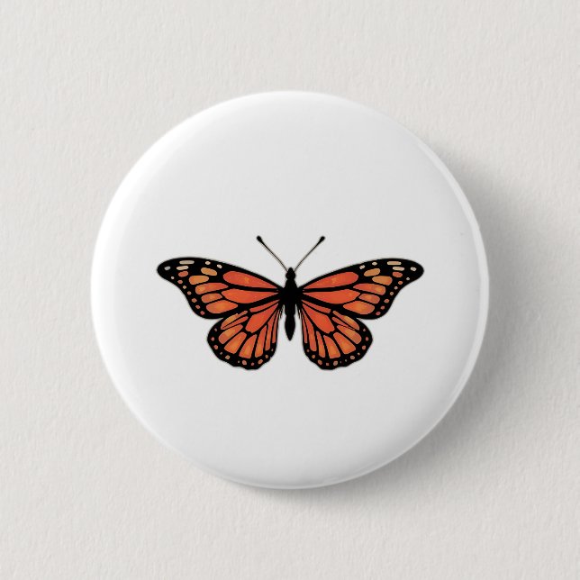 Vibrant Monarch Butterfly Illustration on Light Ba Button (Front)