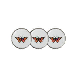 Vibrant Monarch Butterfly Illustration on Light Ba Golf Ball Marker