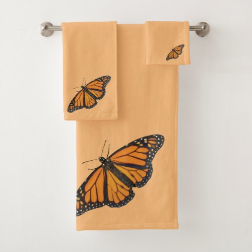 Vibrant Monarch Butterfly Wings Photography Bath Towel Set