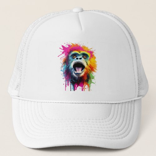 Vibrant Monkey Face Trucker Hat