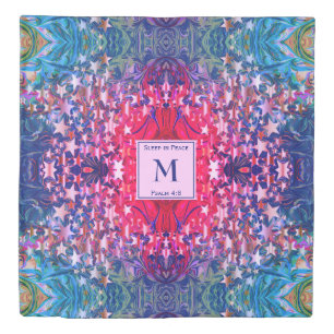 Vibrant Monogram Abstract Stars Duvet Cover