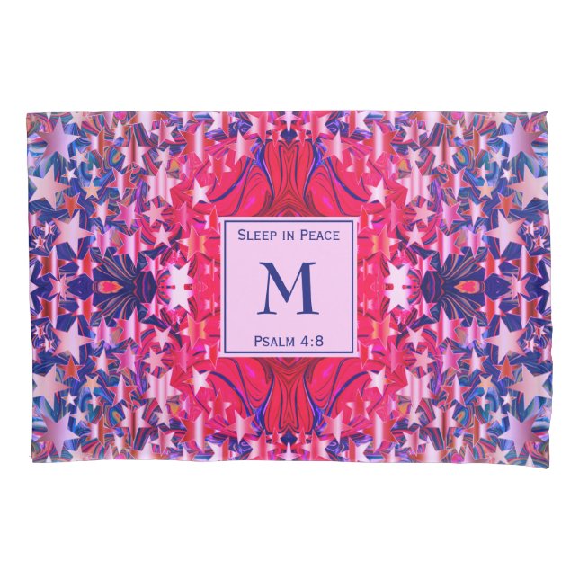 Vibrant Monogram Abstract Stars Pillow Case (Front)