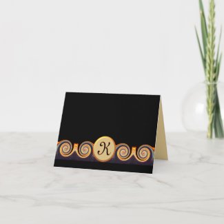 Vibrant Monogrammed Art Spiral Note Card