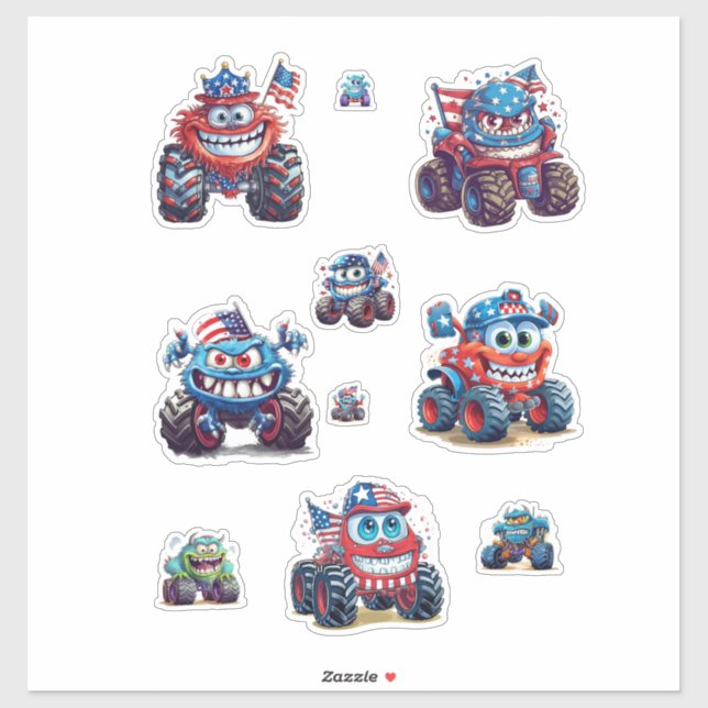 Vibrant Monster Truck Sticker Sheet (Sheet)