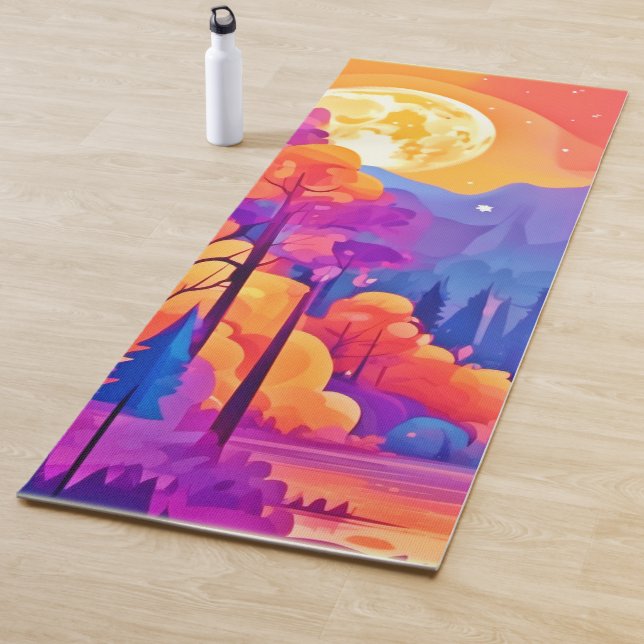 Vibrant Moonlit Forest Yoga Mat (In Situ)