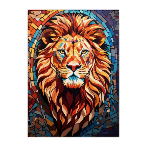 Vibrant Mosaic Lion Portrait Acrylic Print